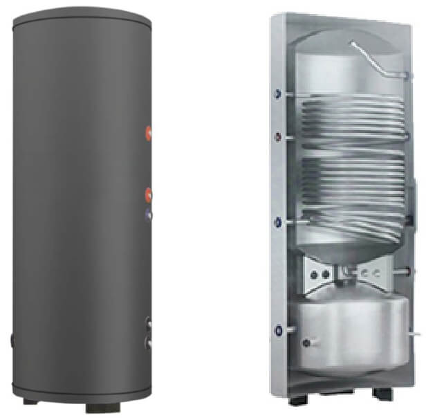 Boiler ATLAS 200L cu 2 serpentine marite (2.15 -- 0.9 mp) pt pompa de caldura cu puffer integrat 70 litri Atlas ATL-200/70L-2S